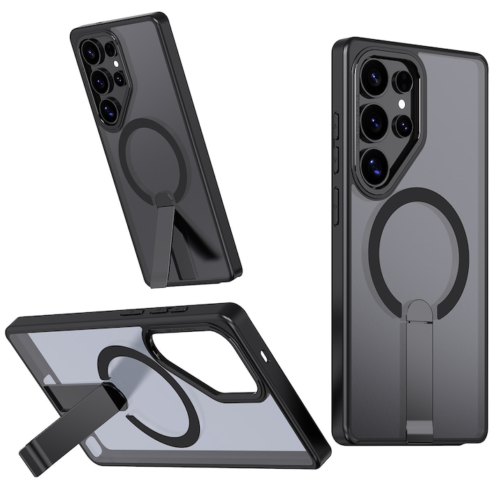 Husa de protectie pentru Samsung Galaxy S26 Ultra Compatibila cu MagSafe, Kickstand Metalic, TPU + Acril, Negru – Protectie Premium si Design Elegant