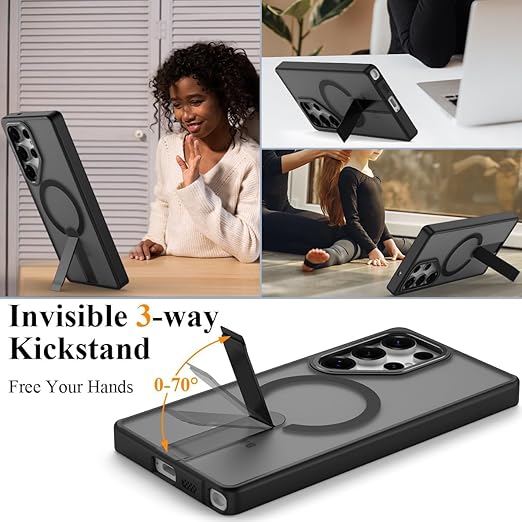 Husa de protectie pentru Samsung Galaxy S26 Ultra Compatibila cu MagSafe, Kickstand Metalic, TPU + Acril, Negru – Protectie Premium si Design Elegant
