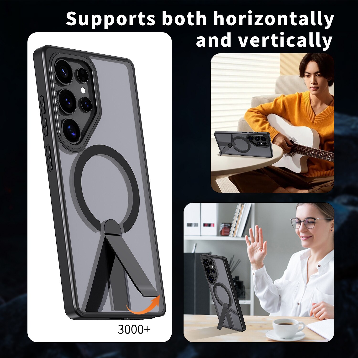 Husa de protectie pentru Samsung Galaxy S26 Ultra Compatibila cu MagSafe, Kickstand Metalic, TPU + Acril, Negru – Protectie Premium si Design Elegant