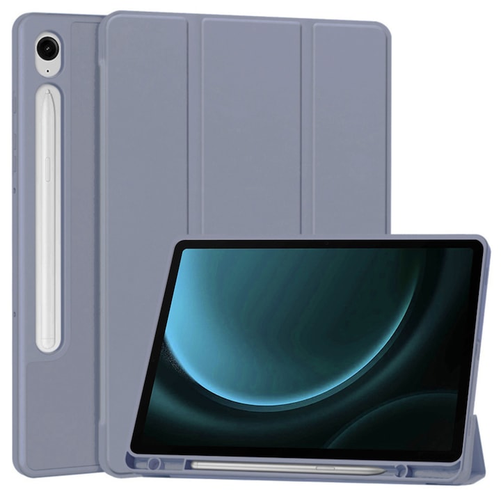 Husa pentru Samsung Galaxy Tab S9 / S9 FE / S10 FE Comari® EliteCover, protectie completa, functie stand trifold, suport stylus integrat, design elegant tip carte, Mov