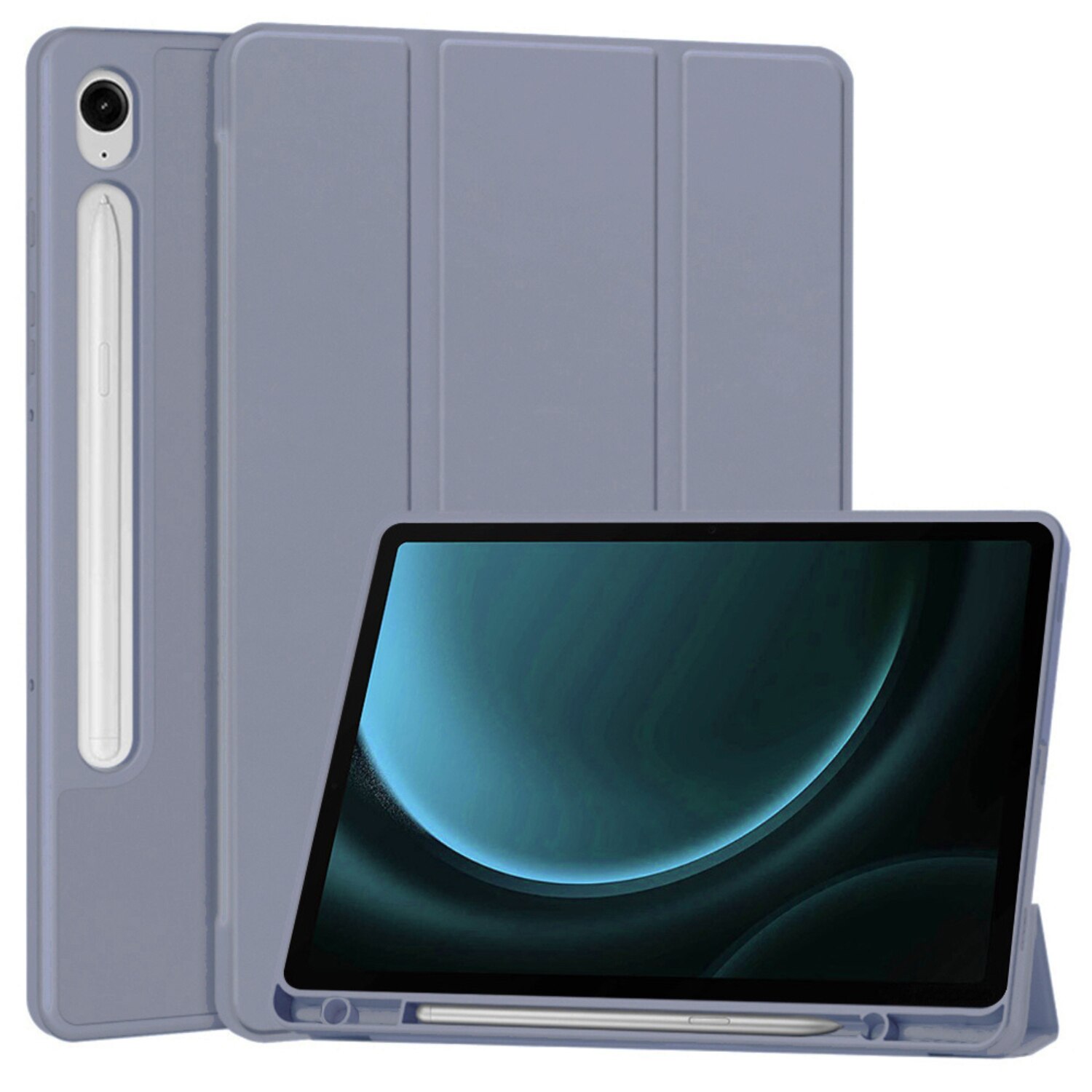 Husa pentru Samsung Galaxy Tab S9 / S9 FE / S10 FE Comari® EliteCover, protectie completa, functie stand trifold, suport stylus integrat, design elegant tip carte, Mov
