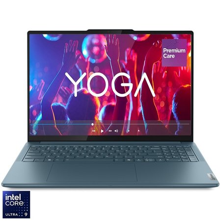 Laptop Lenovo Yoga Pro 9 16IMH9 cu procesor Intel® Core™ Ultra 9 185H pana la 5.1GHz, 16", 3.2K, Mini LED, 165Hz, 64GB LPDDR5x, 1TB SSD, NVIDIA® GeForce RTX™ 4070 8GB GDDR6, Windows® 11 Home, Tidal Teal, 3y on-site Premium Care