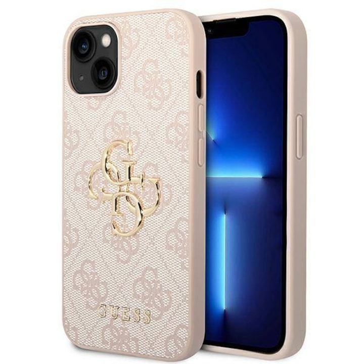 Husa de protectie Guess 4G Metal Logo pentru iPhone 14, Roz