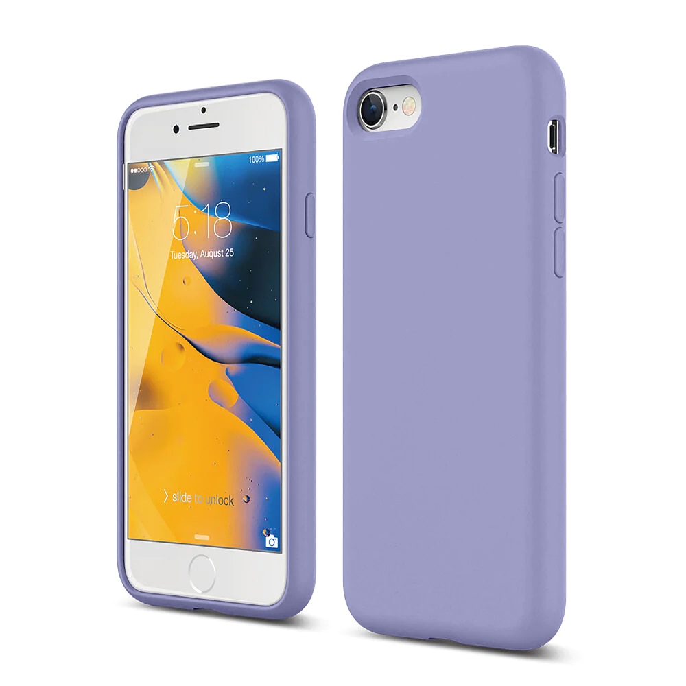 Husa CASEY STUDIOS™ compatibila cu iPhone 7 / 8 / SE 2 / SE 2020 / SE 3 2022, Soft Silicone Premium, Microfibra in Interior, Light Lilac, de Protectie, Ultra Slim, pentru Incarcare Wireless, Margini Ridicate de Protectia Ecranului si a Camerelor