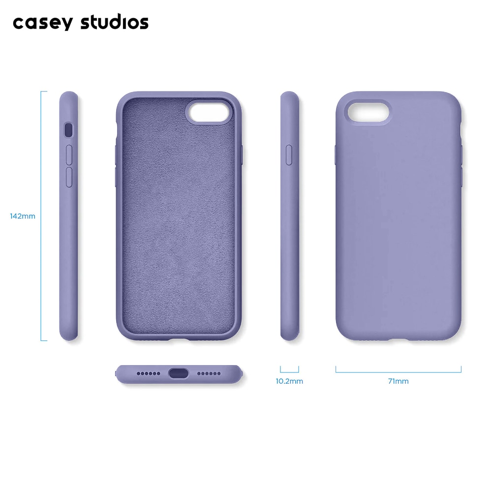 Husa CASEY STUDIOS™ compatibila cu iPhone 7 / 8 / SE 2 / SE 2020 / SE 3 2022, Soft Silicone Premium, Microfibra in Interior, Light Lilac, de Protectie, Ultra Slim, pentru Incarcare Wireless, Margini Ridicate de Protectia Ecranului si a Camerelor