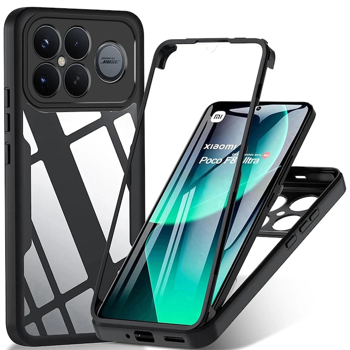 Husa + Folie pentru Xiaomi Poco F8 Ultra, SKYDDAR INNOVATION, [Pachet 360°] ColorVerse, set cu sticker, Negru