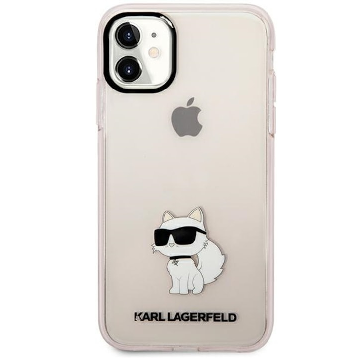 Husa de protectie Ikonik Choupette, Karl Lagerfeld, Compatibil cu Apple iPhone 11/iPhone XR, TPU, 6.1", Roz deschis