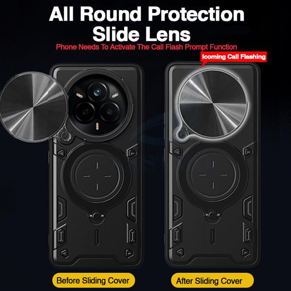 Husa pentru Realme 14 Pro+ Plus cu protectie pentru camera si suport magnetic integrat Ring Shockproof Negru royal
