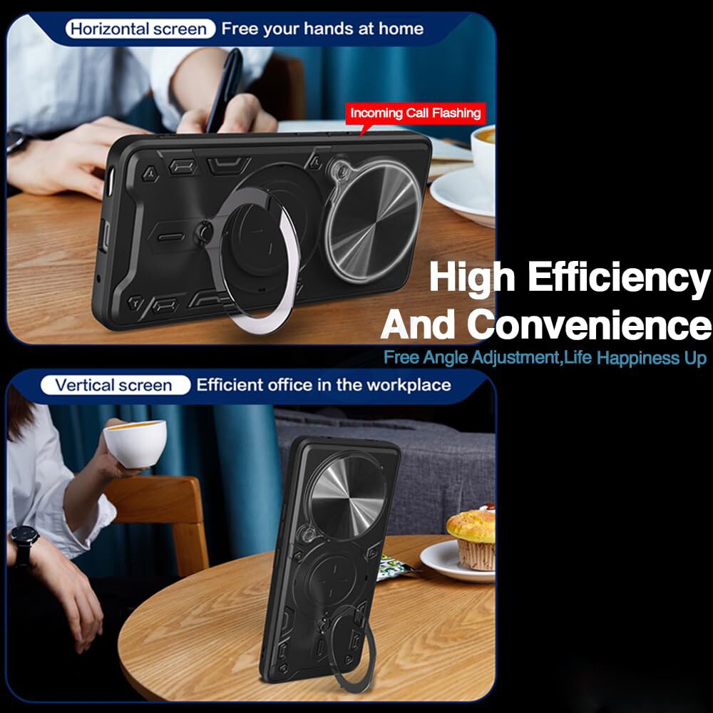 Husa pentru Realme 14 Pro+ Plus cu protectie pentru camera si suport magnetic integrat Ring Shockproof Negru royal