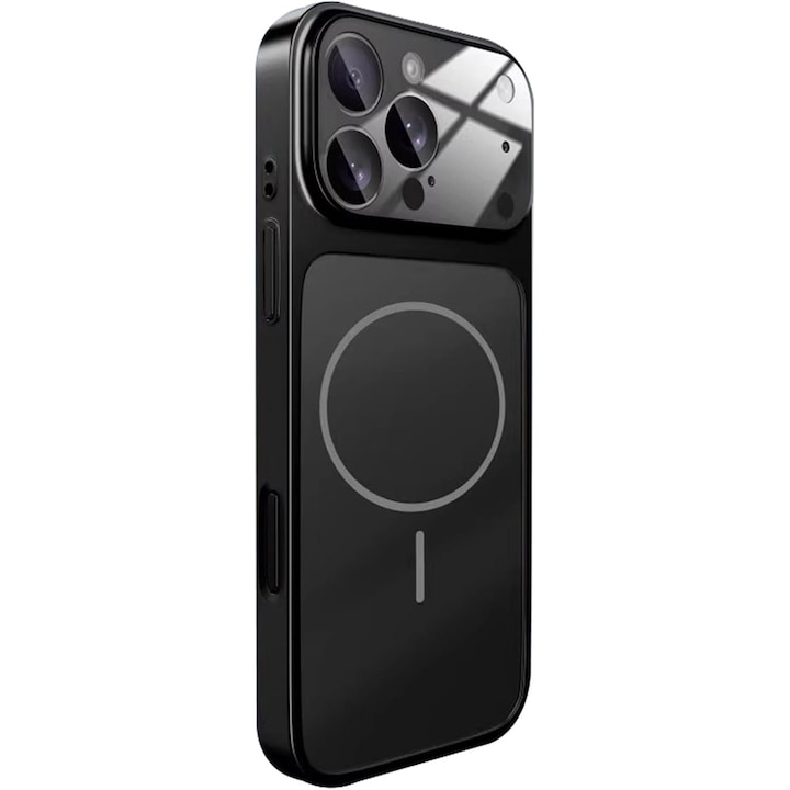 Husă DaDen MagLens pentru iPhone 16 Pro Max, Slim, MagSafe, Antisoc, Negru, TPU