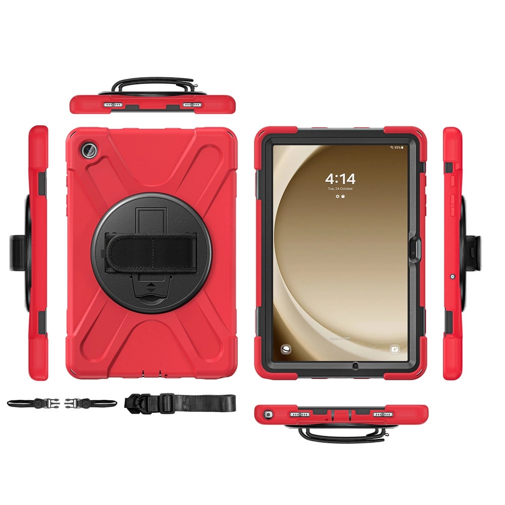 Husa tablete Shockproof, pentru Samsung Galaxy Tab A9 Plus, rosie, 11", cu suport reglabil Strado