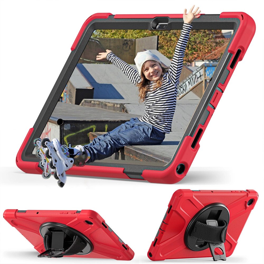 Husa tablete Shockproof, pentru Samsung Galaxy Tab A9 Plus, rosie, 11", cu suport reglabil Strado
