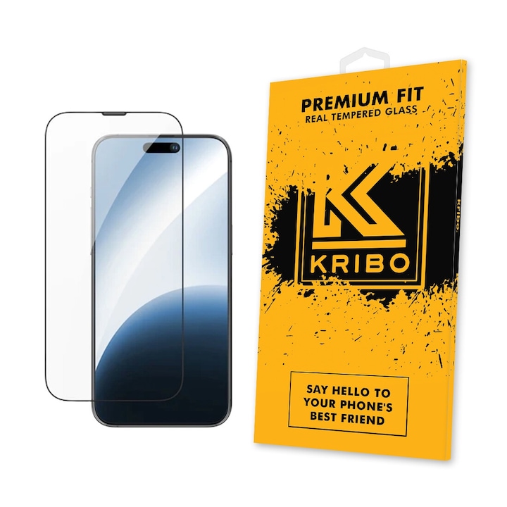 Folie Sticla pentru iPhone 16 Pro / 17, Transparenta Ultra HD, Kribo Premium Fit cu filtru anti-praf, Protectie Ecran Premium, Full Cover, Full Glue