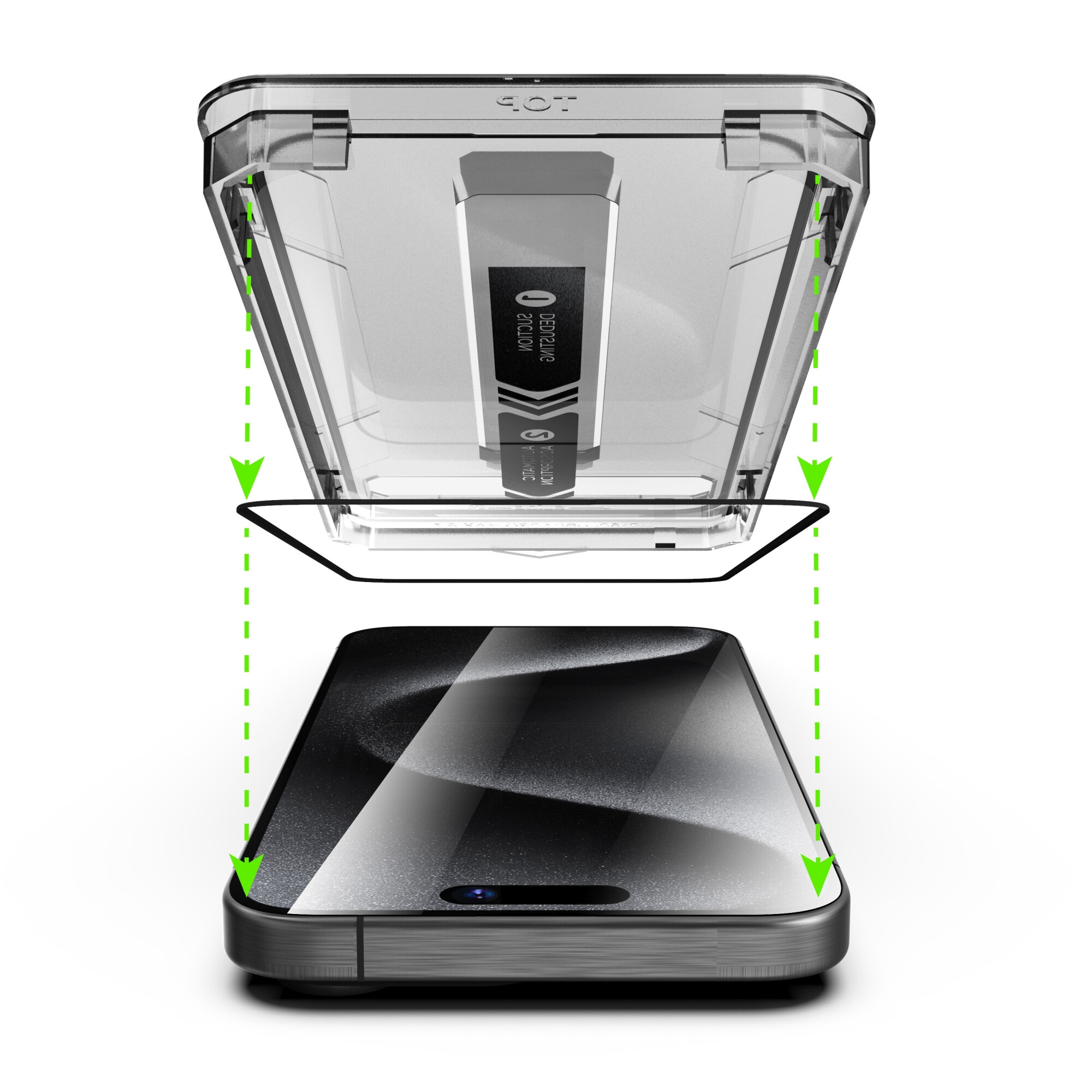 Set 2 folii protectie telefon, Sticla securizata, Kit montare, Pentru iPhone 15 Pro Max, Transparent