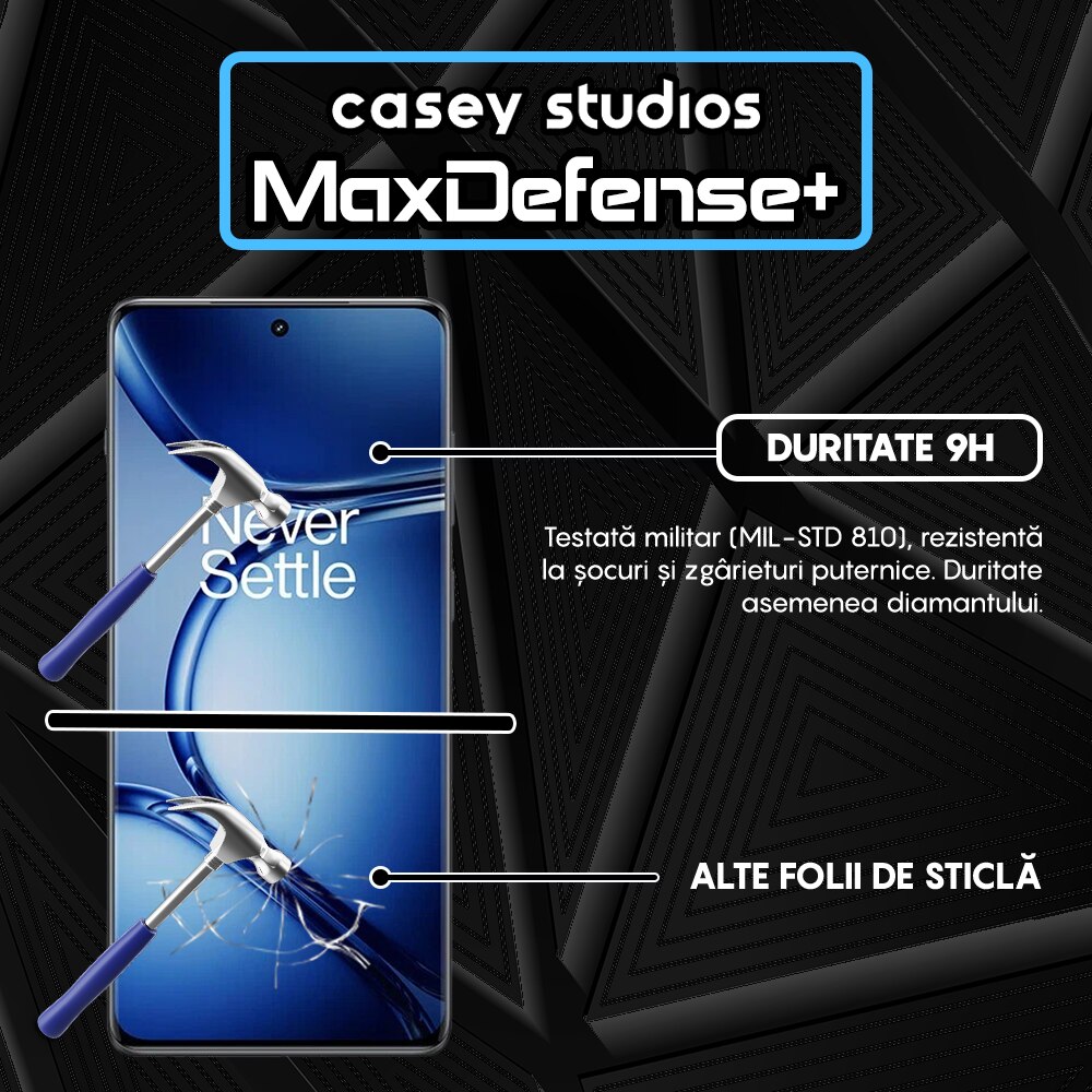 Folie Sticla CASEY STUDIOS™ compatibila cu OnePlus Ace 2 Pro, Full Cover 3D, Full Glue, Duritate Militara, Ultra HD, Anti Zgarieturi, Anti Amprente, Anti Socuri, Margini Negre