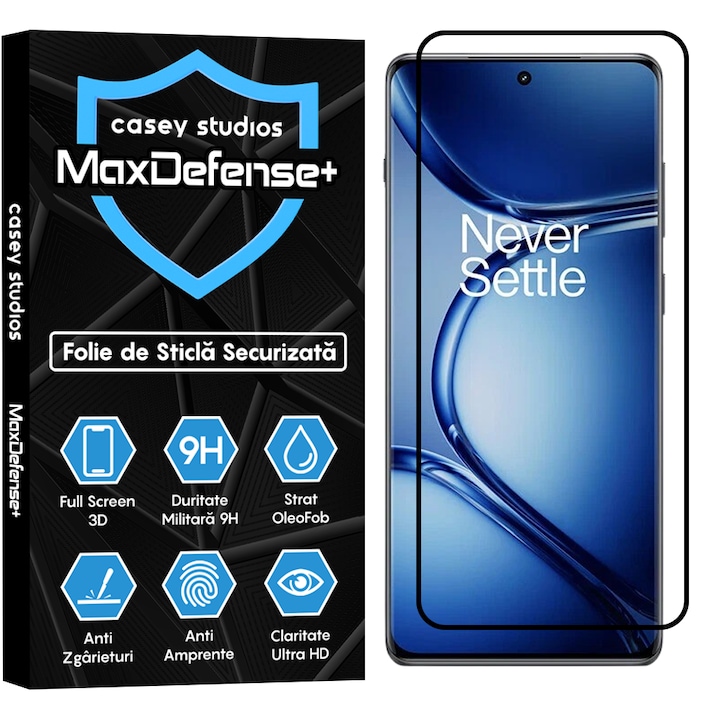 Folie Sticla CASEY STUDIOS™ compatibila cu OnePlus Ace 2 Pro, Full Cover 3D, Full Glue, Duritate Militara, Ultra HD, Anti Zgarieturi, Anti Amprente, Anti Socuri, Margini Negre