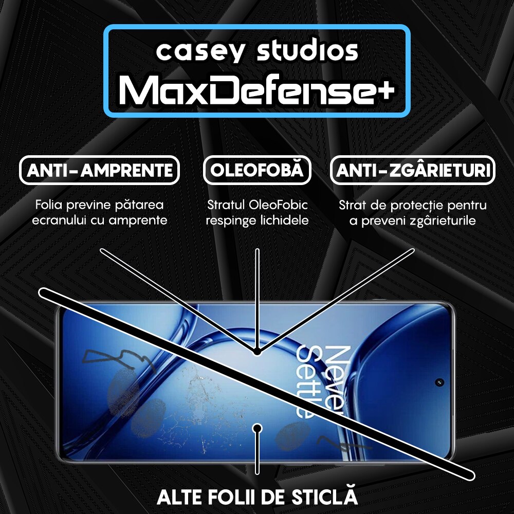 Folie Sticla CASEY STUDIOS™ compatibila cu OnePlus Ace 2 Pro, Full Cover 3D, Full Glue, Duritate Militara, Ultra HD, Anti Zgarieturi, Anti Amprente, Anti Socuri, Margini Negre