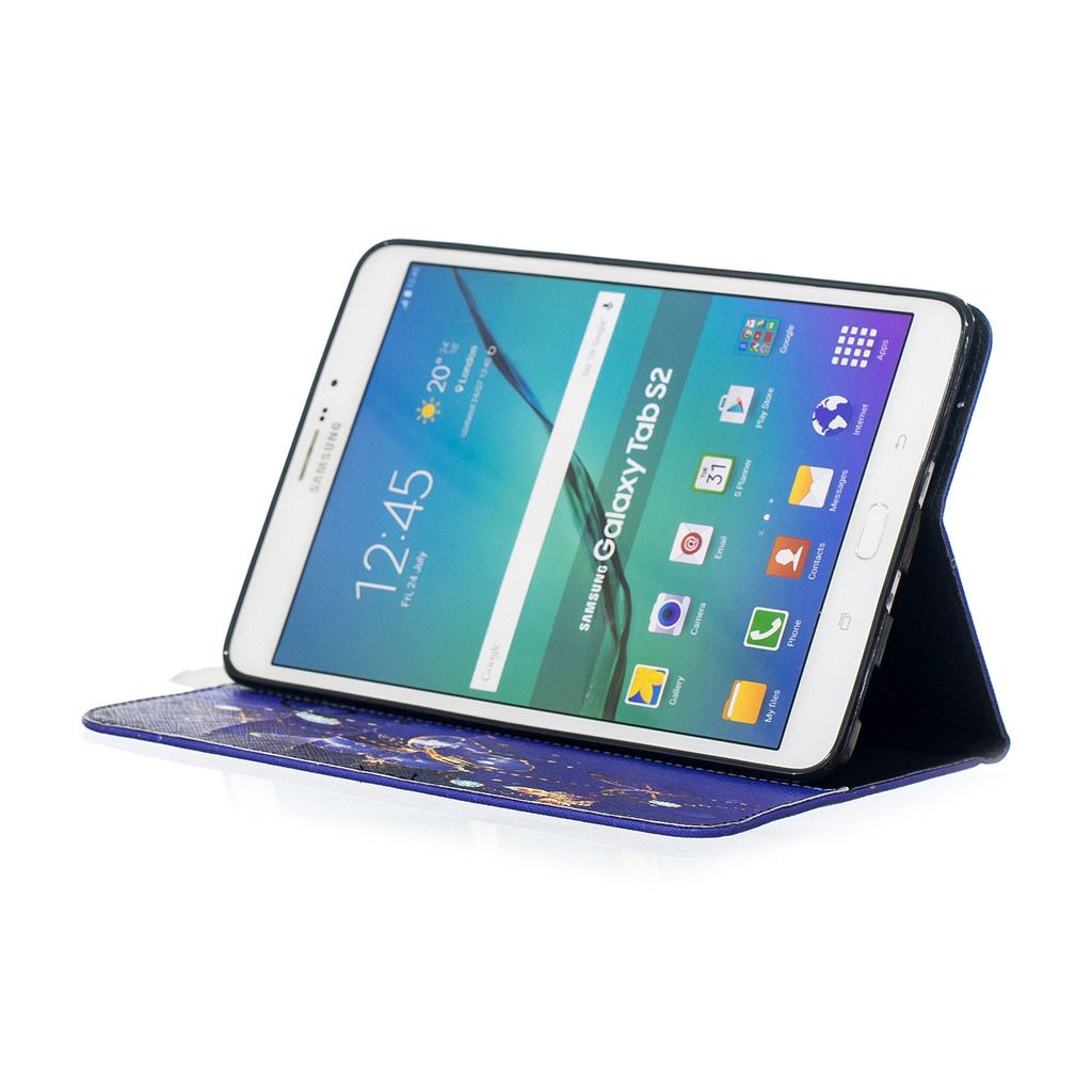 Husa tableta pentru Samsung Galaxy Tab S2 8.0, din piele sintetica si silicon, cu suport, neagra