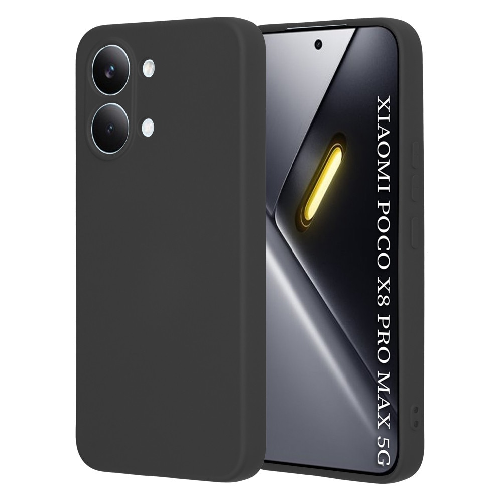 Husa pentru Poco X8 Pro Max Liquid Silicone, subtire, captusita cu microfibra, anti amprenta, protectie camera foto, negru