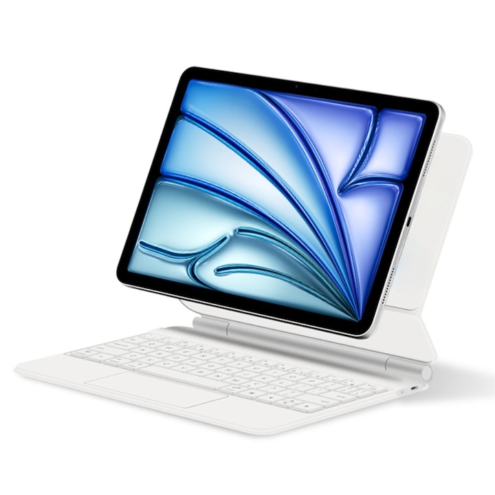 Husa cu tastatura pentru iPad Air 11" 2024, XGSM, 2in1, alb, cu suport