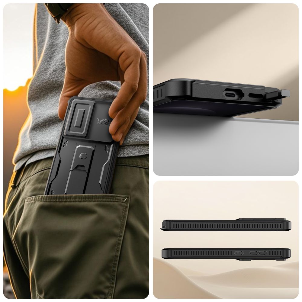 Carcasa 360 grade Tech-Protect Kevlar Cam Plus compatibila cu Samsung Galaxy S26 Ultra, Negru
