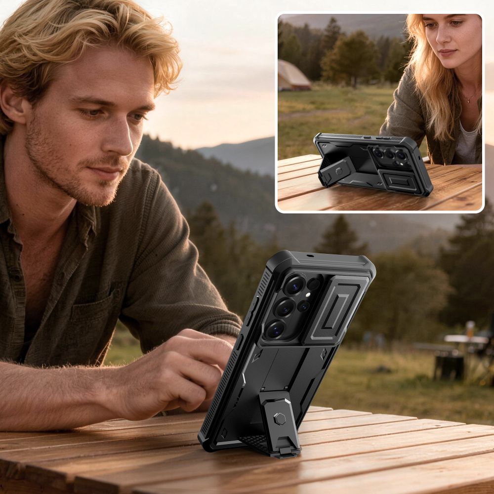 Carcasa 360 grade Tech-Protect Kevlar Cam Plus compatibila cu Samsung Galaxy S26 Ultra, Negru