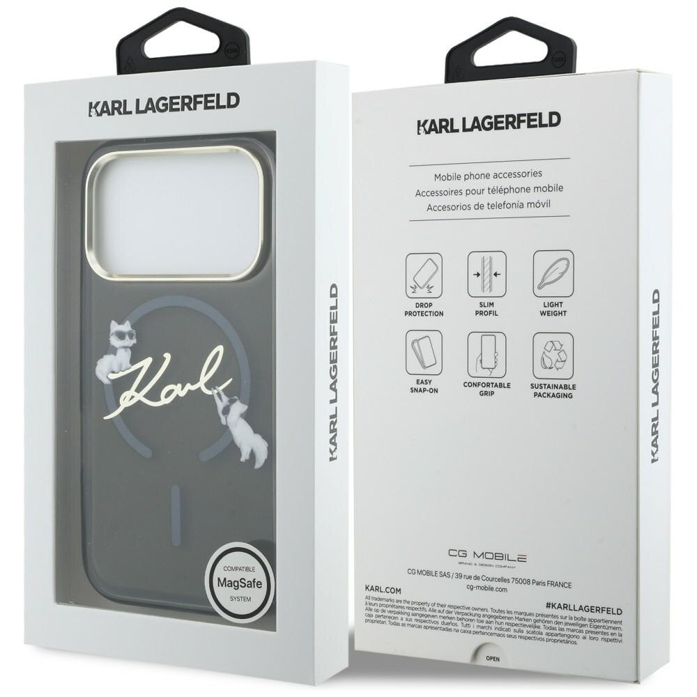 Carcasa Karl Lagerfeld IML Choupettes Karl Script Logo cu MagSafe compatibila cu iPhone 17 Pro Max, Negru
