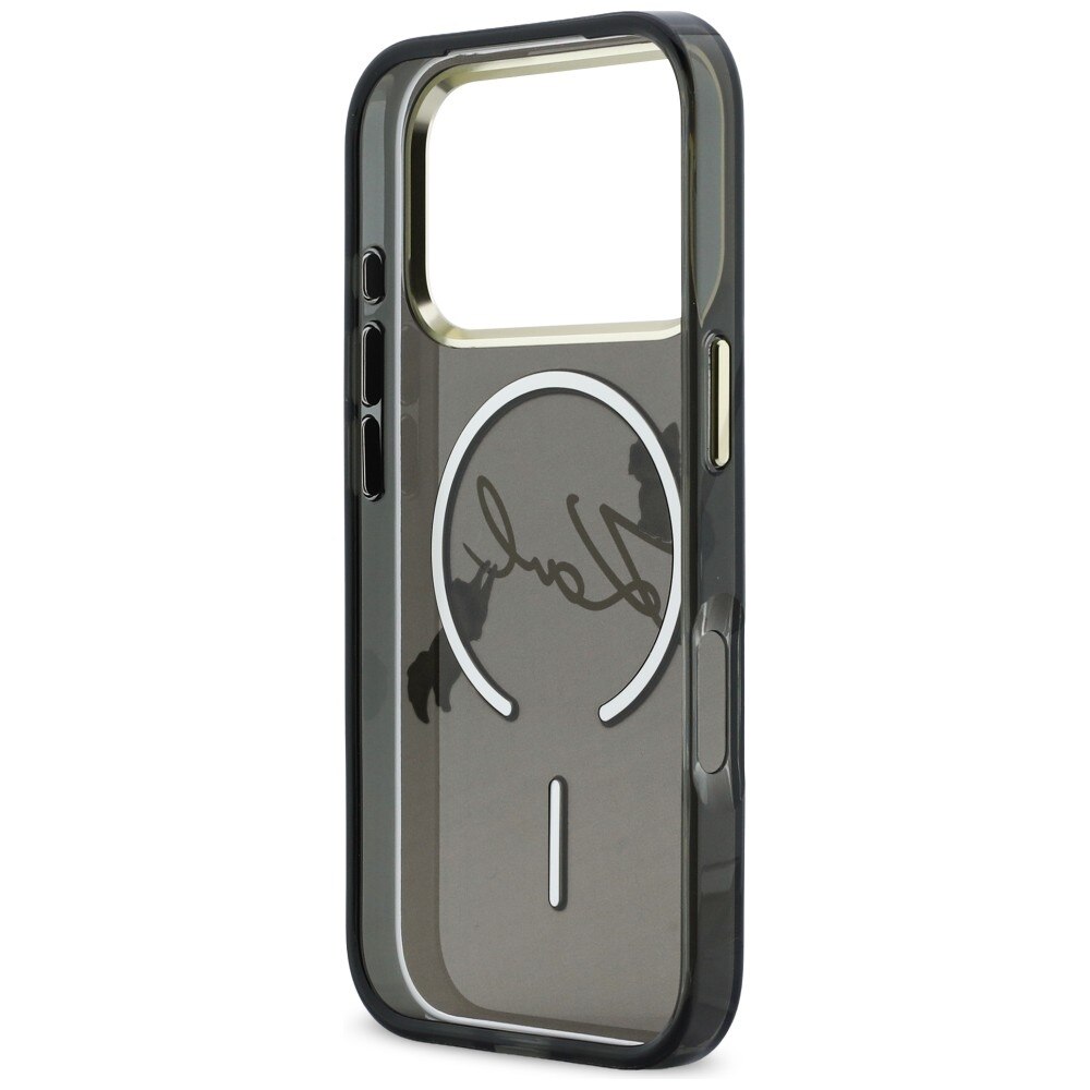 Carcasa Karl Lagerfeld IML Choupettes Karl Script Logo cu MagSafe compatibila cu iPhone 17 Pro Max, Negru
