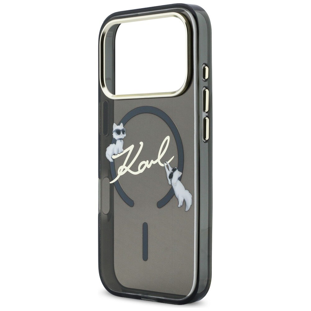 Carcasa Karl Lagerfeld IML Choupettes Karl Script Logo cu MagSafe compatibila cu iPhone 17 Pro Max, Negru