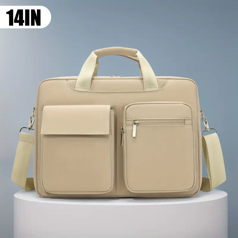Rucsac de birou, 14 inch, interior spatios, culoare khaki, curea de umar ajustabila
