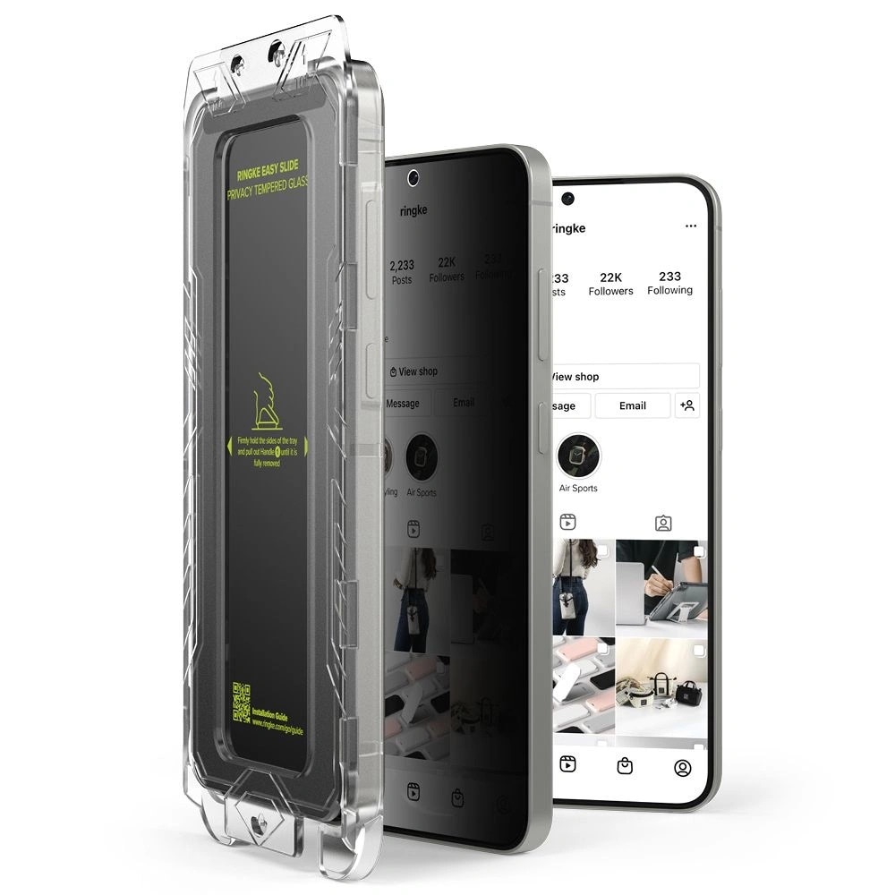 Set de 2 Folii de Protectie Ringke Easy Slide Privacy pentru Samsung Galaxy S25, Sticla securizata 9H, Oleofobe