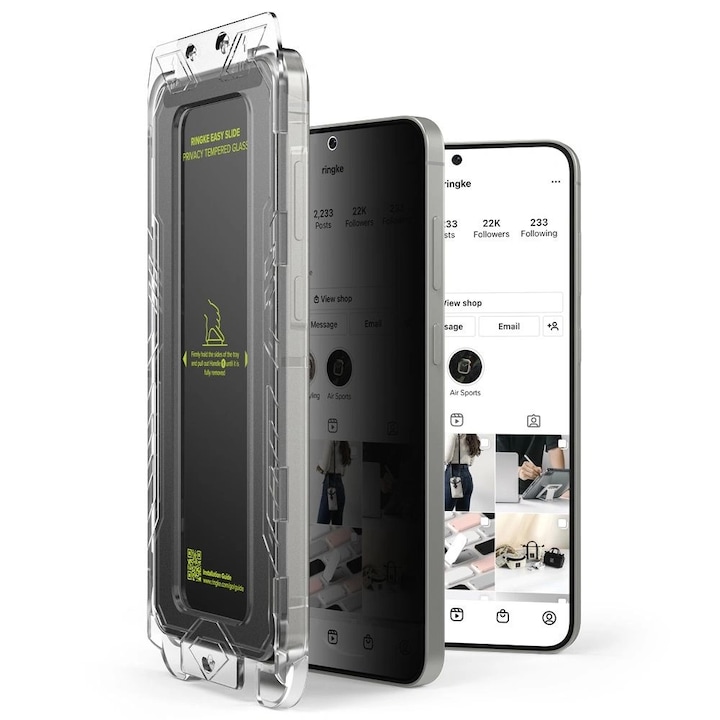 Set de 2 Folii de Protectie Ringke Easy Slide Privacy pentru Samsung Galaxy S25, Sticla securizata 9H, Oleofobe