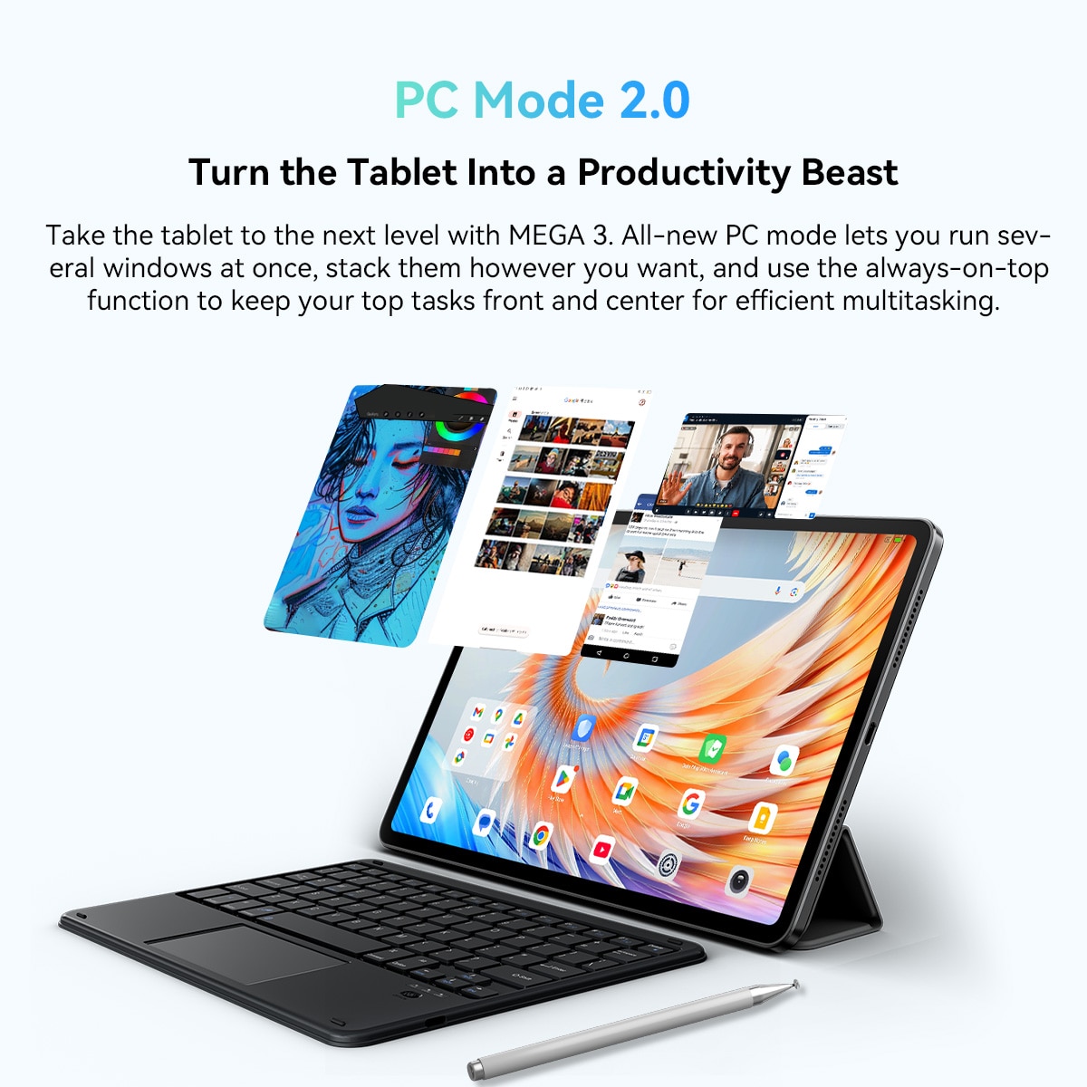 Tableta Blackview MEGA 3, 12.1inch 2.5K FHD+Ecran, 90Hz,, Ai Android 15, 36GB+256GB(TF 2TB), MediaTek Helio G100, 8800mAh, 50MP SONY Al Camera, PC Mode 2.0, BT 5.0/GPS, Albastru