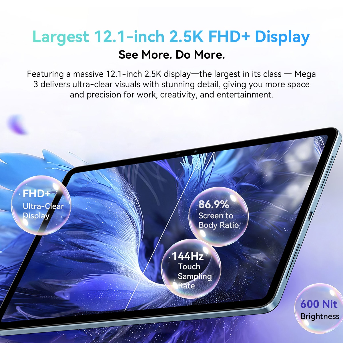 Tableta Blackview MEGA 3, 12.1inch 2.5K FHD+Ecran, 90Hz,, Ai Android 15, 36GB+256GB(TF 2TB), MediaTek Helio G100, 8800mAh, 50MP SONY Al Camera, PC Mode 2.0, BT 5.0/GPS, Albastru