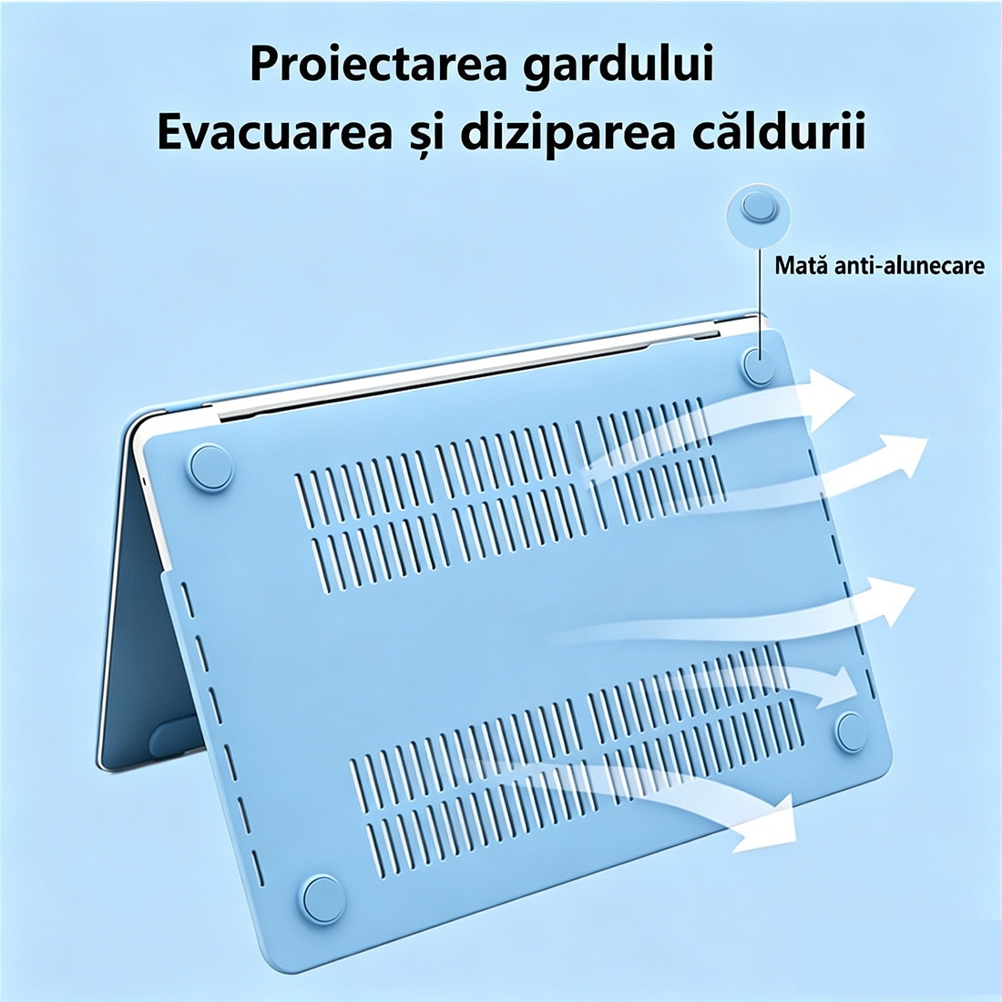 Carcasa Hard Shell DEISNGB pentru MacBook Pro 16 inch, design ultra subtire, protectie impotriva zgarieturilor, Albastru deschis