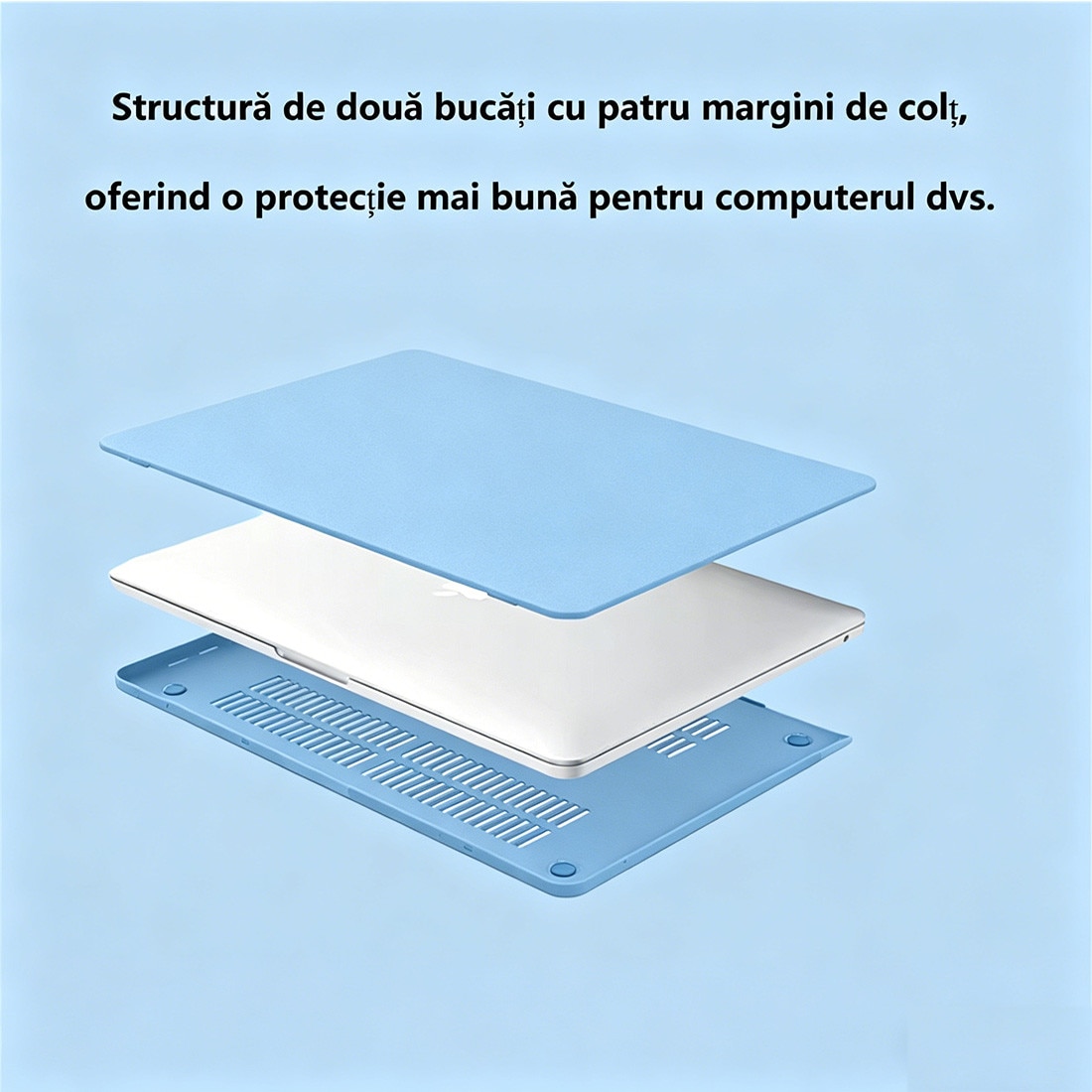 Carcasa Hard Shell DEISNGB pentru MacBook Pro 16 inch, design ultra subtire, protectie impotriva zgarieturilor, Albastru deschis