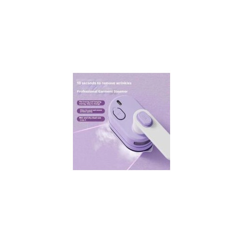 Fier de calcat mini, 1000 W, portabil, rezervor apa transparent, alb-violet