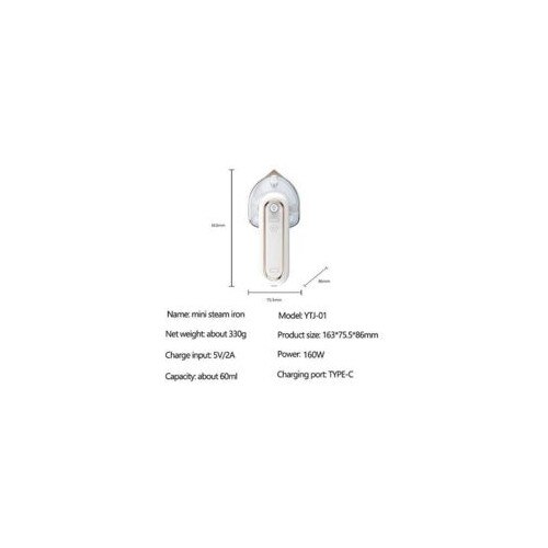 Fier de calcat mini, cordless, portabil, 2 in 1, 3 setari de temperatura, 80ml, Teflon, pentru calatorii