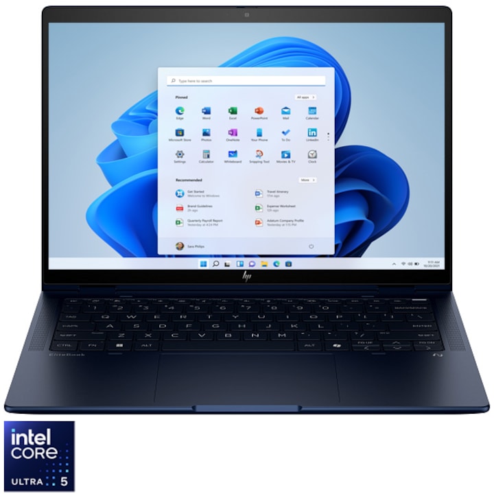 Laptop HP EliteBook x360 Flip G1i cu procesor Intel Core Ultra 5-226V 8-Core (2.1GHz, up to 4.5GHz, 8MB, 40 TOPS), 14.0 inch WUXGA TOUCH, Intel Arc Graphics, 16GB LPDDR5X, SSD, 512GB PCIe NVMe, Windows 11 Pro 64bit NextGen Standard, Atmospheric Blue