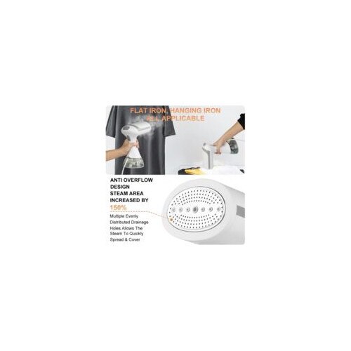 Fier de calcat cu abur portabil 1500W, 300ml, alb, pentru imbracaminte si draperii