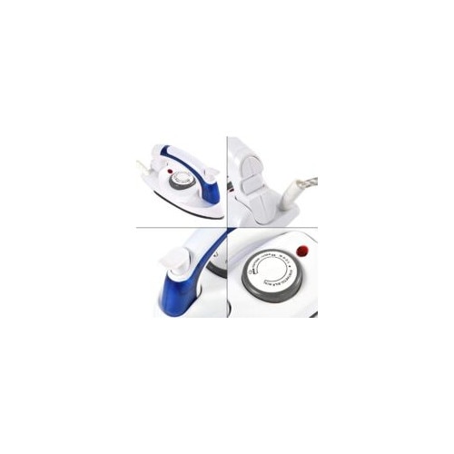 Fier de calcat cu abur portabil, 700W, albastru si alb, dimensiuni 17.7x9.5x7.5cm, design anti-picurare