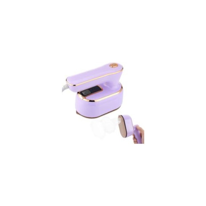 Fier de calcat cu abur portabil, 1000W, incalzire rapida 15 secunde, mod umed si uscat, 450g