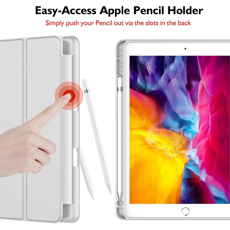 Husa tip Carte cu Suport Pix pentru Apple iPad 5/6, iPad 2017/2018, iPad Air 1/2, 9.7 inch, Protectie completa, Pliabila, Gri