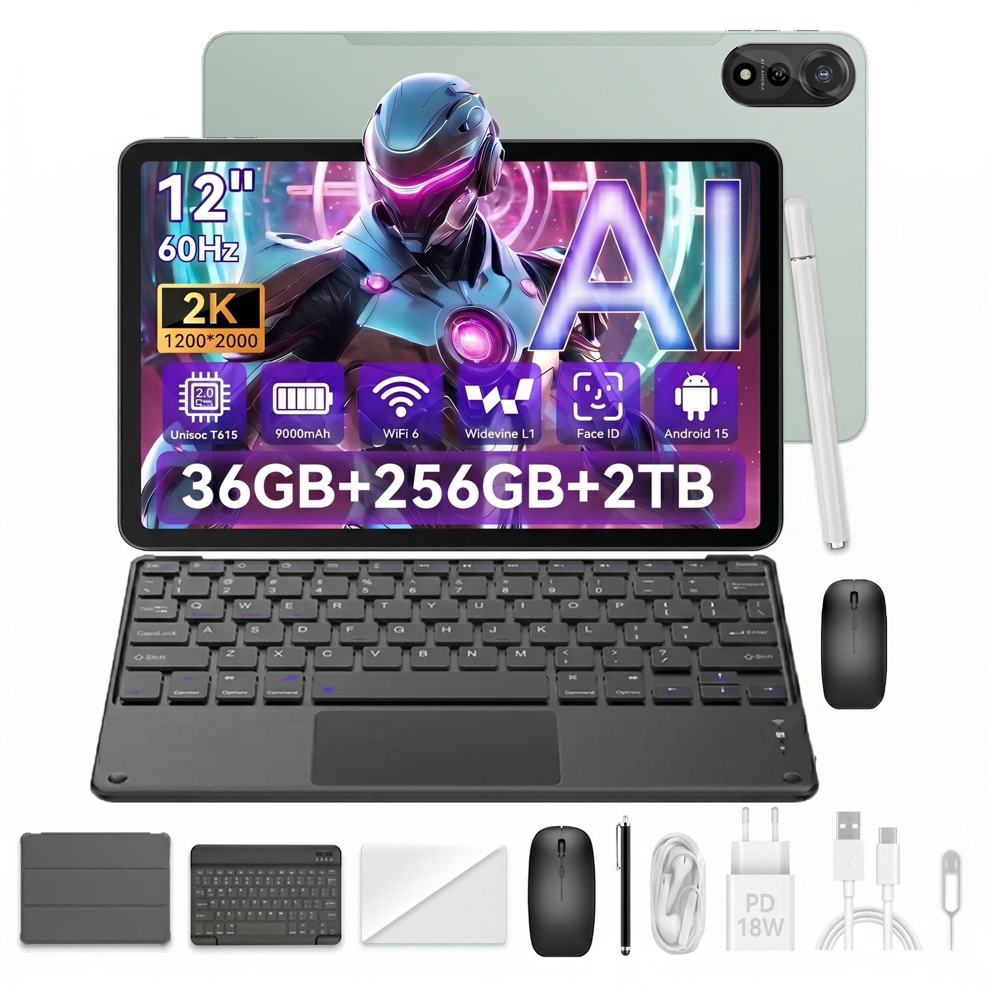 Tabletă Blackview MEGA 2, 12 inch, 24GB+256GB, cu SIM, verde