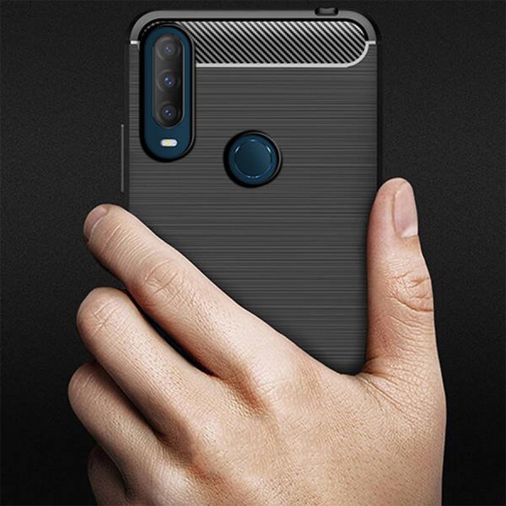 Husa compatibila cu Alcatel 1S 2020, G-Tech TPU din carbon, Negru