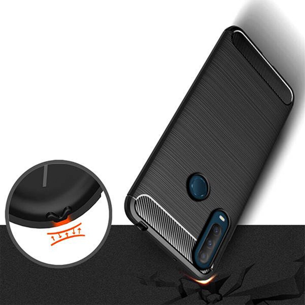 Husa compatibila cu Alcatel 1S 2020, G-Tech TPU din carbon, Negru