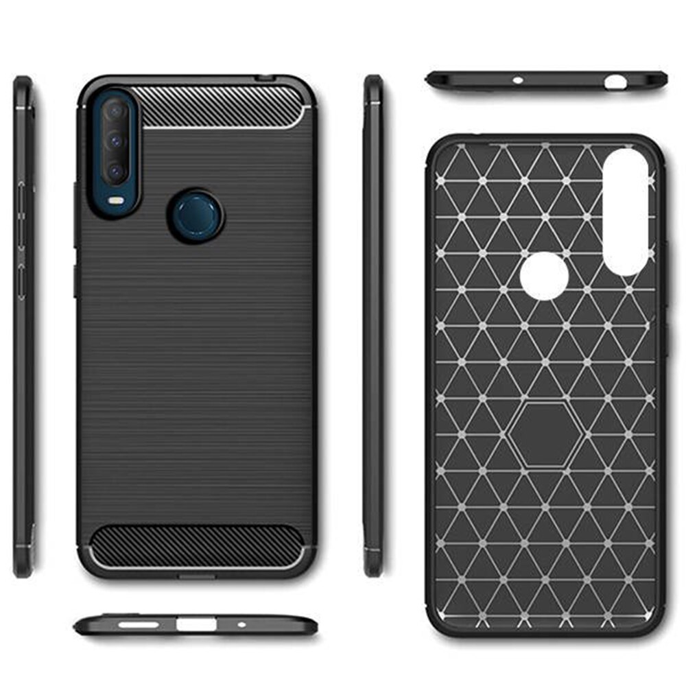 Husa compatibila cu Alcatel 1S 2020, G-Tech TPU din carbon, Negru