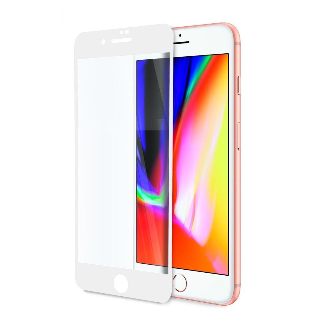Folie protectie, Sticla, Compatibila cu iPhone 8, Alb