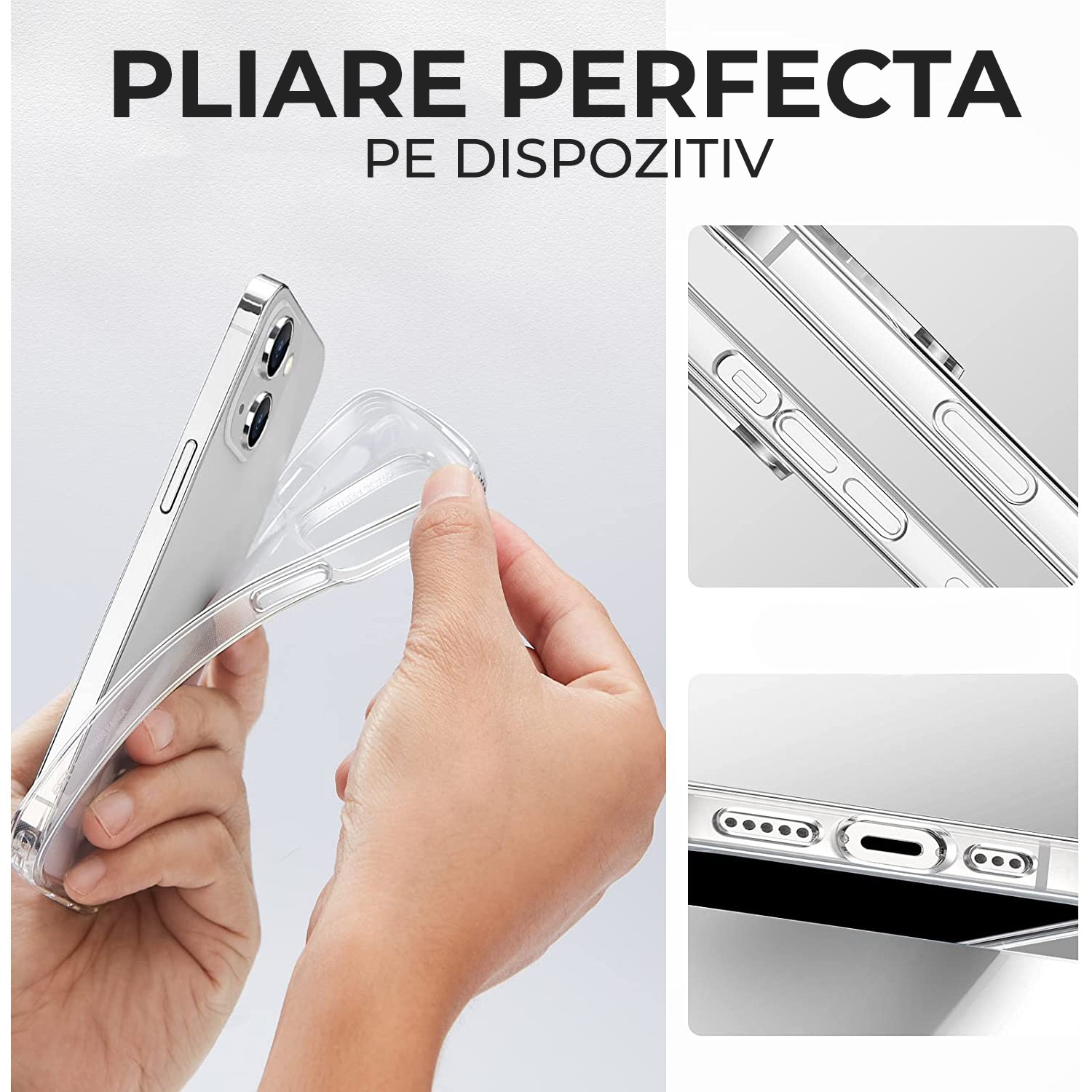 Husa Daden® Transparent Clear pentru iPhone 13, Anti ingalbenire, Antisoc, Transparenta