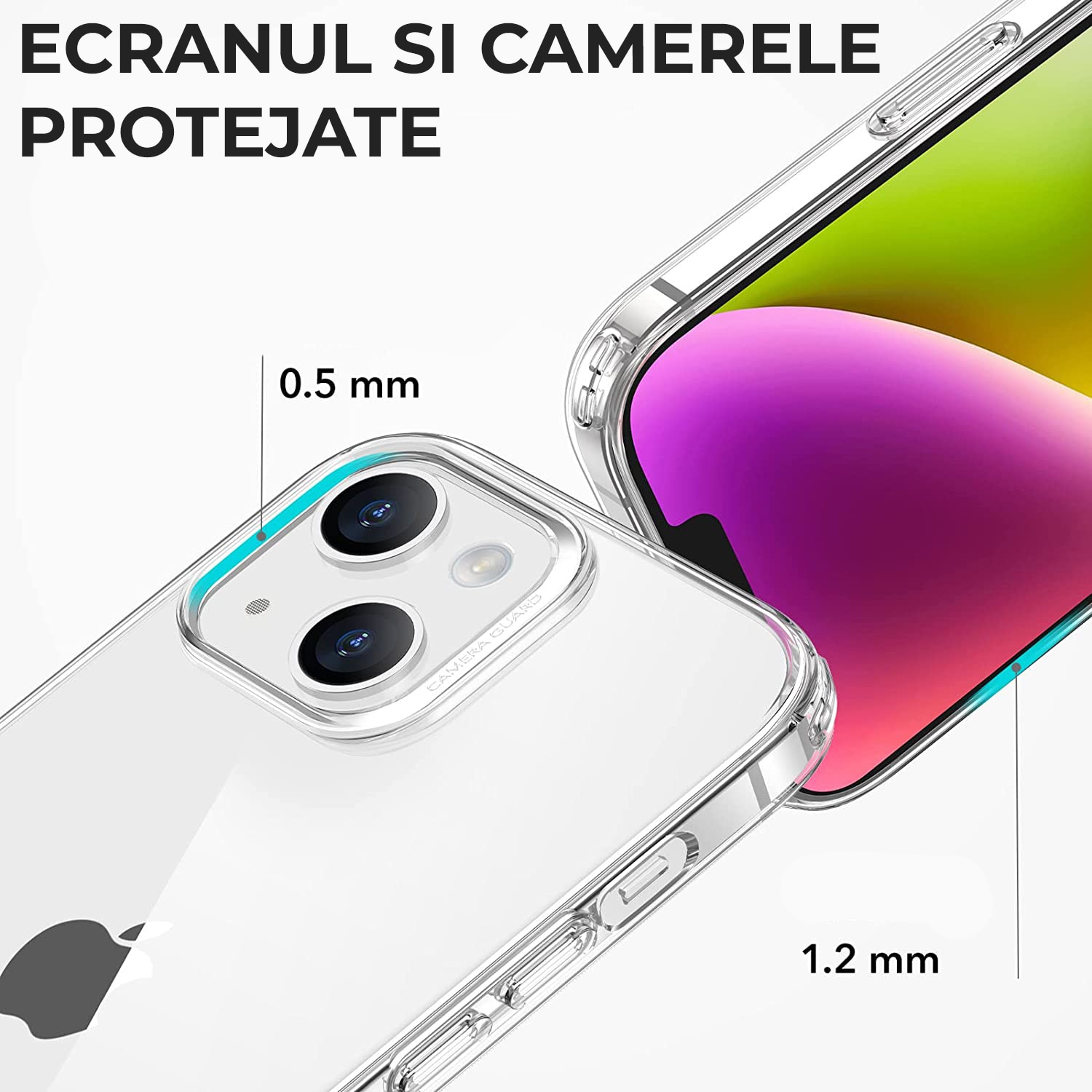 Husa Daden® Transparent Clear pentru iPhone 13, Anti ingalbenire, Antisoc, Transparenta